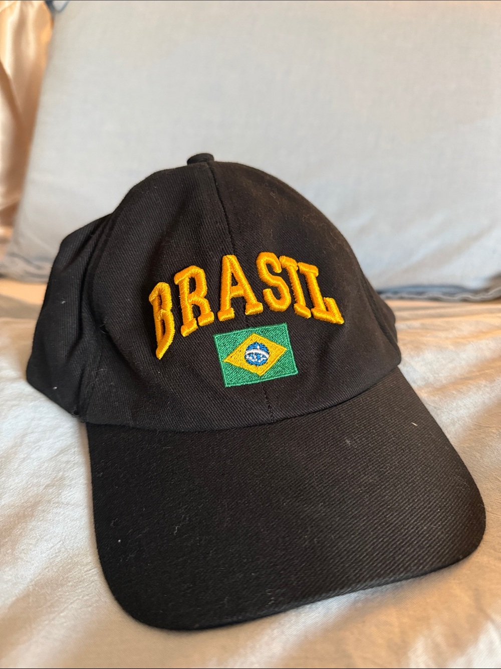 BRASIL Embroidered Black Baseball Cap with Flag
